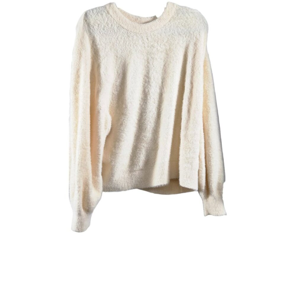 Aerie Large Women's Sweater Oversized Faux Rabbit Pullover Long Sleeve Cream